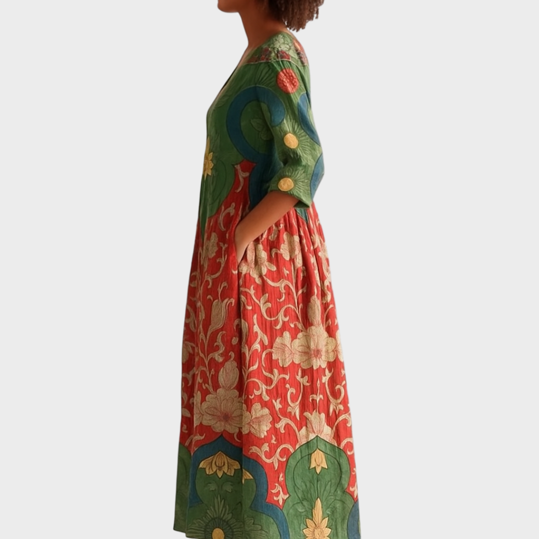 Klara - Duga haljina s vintage cvjetnim printom