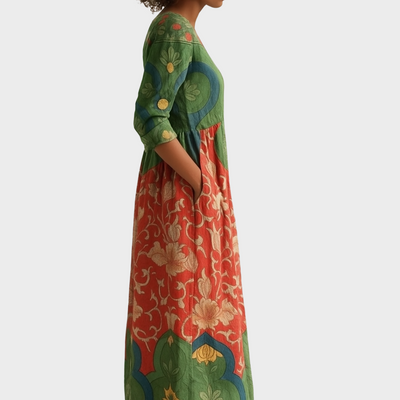 Klara - Duga haljina s vintage cvjetnim printom