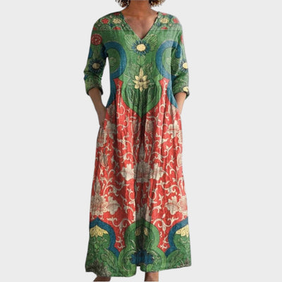 Klara - Duga haljina s vintage cvjetnim printom